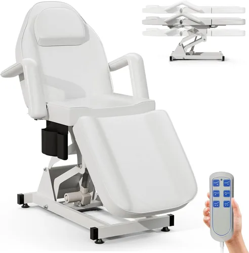 Miniatura 10 de SyyBhb Silla de tatuaje de cama de spa totalmente eléctrica negra, mesa facial con 3 motores con bolsillo de almacenamiento, respaldo de 21 a 28