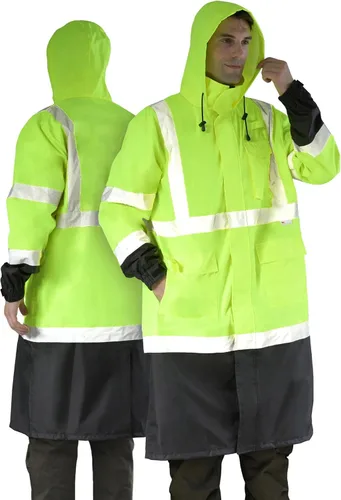 Miniatura 2 de sesafety Chaquetas de Lluvia de Seguridad para Hombres de Trabajo, Equipo de Lluvia de Alta Visibilidad Clase 3 para Construcción, Chaqueta