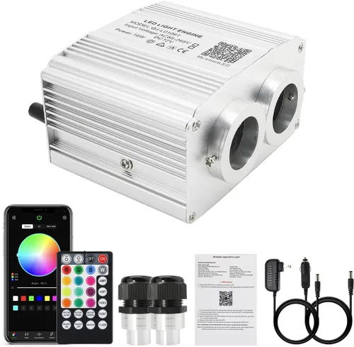 Miniatura 16 de AKEPO 4 Color 36W RGBW Luz de Fibra Óptica Parpadeante Solo Fuente de Luz, 4 Puertos RGBW Parpadeante + Activado por Música + Control a través