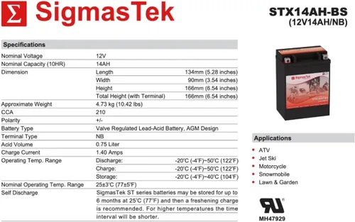 Miniatura 3 de Yamaha 250CC YFM 250 Bear Tracker, reemplazo de batería ATV 1999-2004
