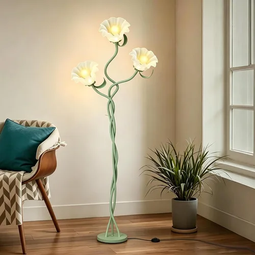 Miniatura 8 de Lámpara de pie de flores para sala de estar, lámpara de pie de flores con 3 temperaturas de color, lámpara LED de lectura de flores, lámparas de pie