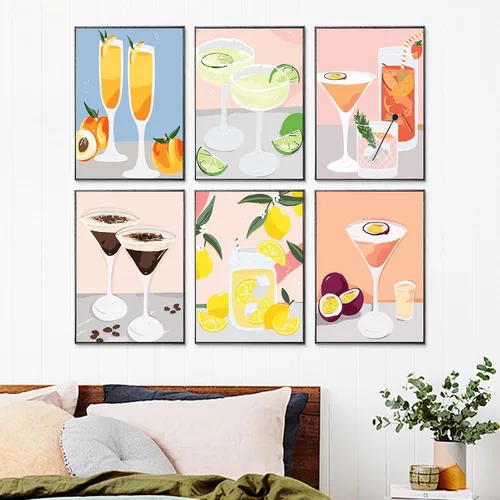 Miniatura 4 de JATOK Paquete de 6 kits de pintura por números para adultos, kits de pintura para principiantes en lienzo de colores con símbolos claros, pintura