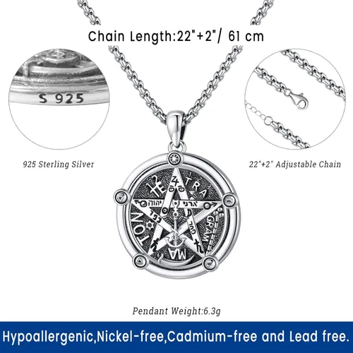 Miniatura 3 de Joyería Mágica para Mujeres y Hombres Nudo de Bruja Plata 925 Original Collar de Nudo de Bruja Tetragrammaton Hecate Collar Lilith Collar Pentagrama