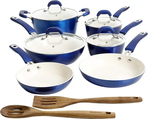Kenmore Arlington - Utensilios de cocina de inducción de aluminio forjado con revestimiento de cerámica antiadherente con asas de baquelita, juego