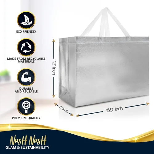 Miniatura 6 de Nush Nush Bolsas de regalo extragrandes de colores mixtos, juego de 12 bolsas de regalo extragrandes reutilizables de colores surtidos con asas