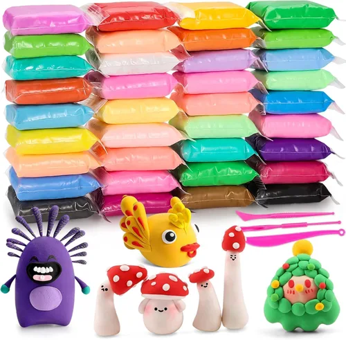 Miniatura 8 de EDIFON Arcilla seca al aire, arcilla de modelado de 24 colores para niños, juguete de arcilla mágica de espuma con herramientas de escultura
