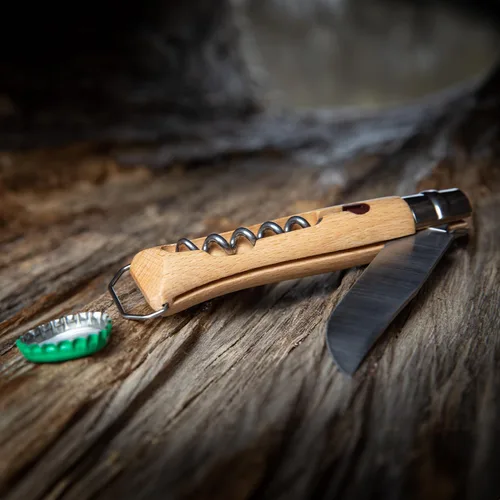 Miniatura 6 de Opinel Sacacorchos de acero inoxidable No. 10, cuchillo plegable para vino y queso, sacacorchos integrado + abridor de botellas, mango de madera