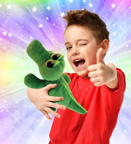 Miniatura 2 de DolliBu - Animal de peluche de cocodrilo verde, súper suave, ojos grandes abrazables para niños y adultos, 6 pulgadas