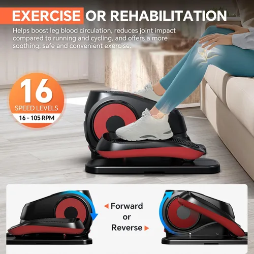 Miniatura 2 de Under Desk Elliptical Machine, Electric Exerciser Pro with 16 Adjustable Speed, Quiet and Fully Assembled with Remote Control & Non-Slip Foot Straps
