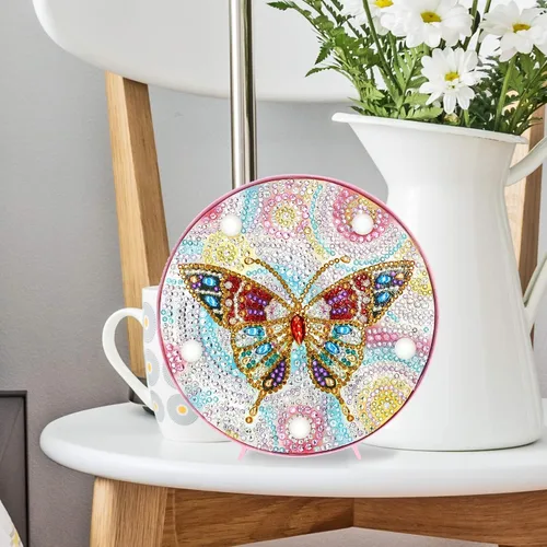 Miniatura 4 de Lámpara de pintura de diamantes DIY con luces LED, kit de dibujo de cristal de taladro completo, luz nocturna de noche, manualidades para decoración