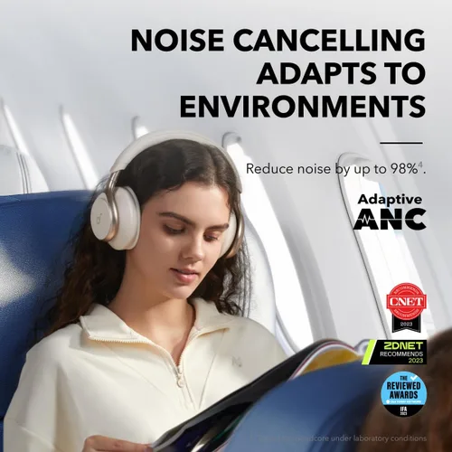 Miniatura 6 de Soundcore de Anker, Space One, Auriculares con cancelación activa de ruido, reducción de voz 2 veces más fuerte, 40 horas de reproducción con ANC