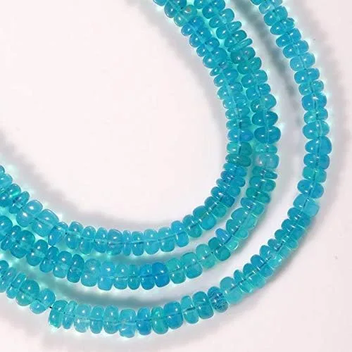 Miniatura 3 de NirvanaIN Hilo de ópalo etíope azul ópalo cuentas de piedras preciosas azules para hacer joyas, cuentas suaves y rondelles, briolettes de ópalo
