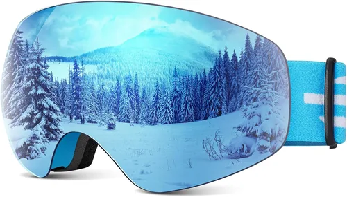 Miniatura 11 de Gafas de esquí para niños, gafas de esquí de nieve para niños, jóvenes, adolescentes, niños y niñas de 5 a 14 años 03.white con lente plateada