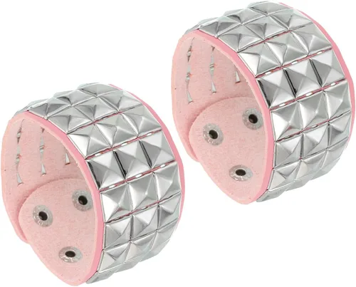 Miniatura 8 de MECCANIXITY 2 pulseras punk de cuero de 8.7 pulgadas/8.7 in en capas de remaches cuadrados, pulseras