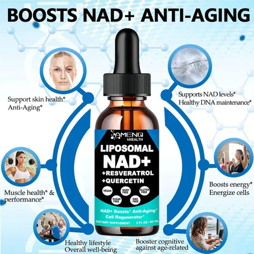 Miniatura 2 de Suplemento NAD, liposomal NAD nicotinamida ribósido resveratrol 900mg Quercetion, TMG, vitamina B3, suplemento líquido NAD Plus de alta potencia