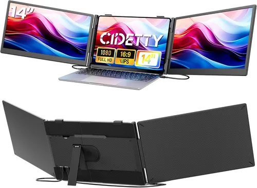 Miniatura 10 de CIDETTY Extensor de pantalla para portátil de 0.27 pulgadas, ultrafino, monitor portátil dual de 14 pulgadas FHD 1080P IPS, USB-C/HDMI Plug & Play