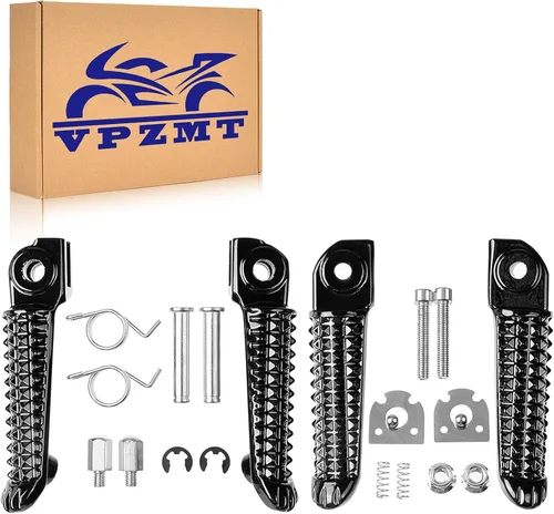 Reposapiés delantero y trasero de motocicleta para Yamaha YZF R1 '98-2019, R6 '03-2020 (delantero+trasero, negro)