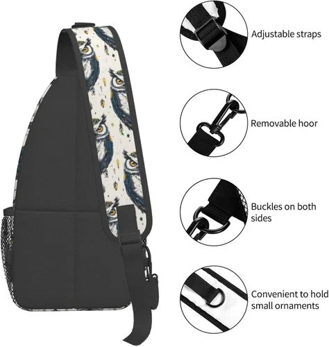 Miniatura 3 de Small Crossbody Bags for Women Men - Vintage Tribal Style Owl Print Adjustable Shoulder Bag Fanny Packs Belt Sling Bag Crossbody Purses Backpack for