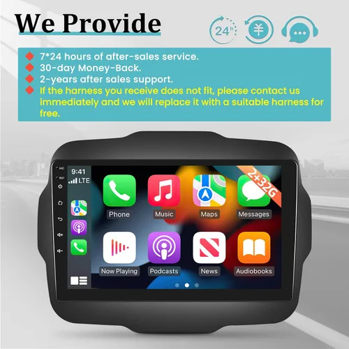 Miniatura 8 de Radio de coche Android para Jeep Renegade 2015-2020 con DSP, Apple Carplay inalámbrico y Android Auto de 9 pulgadas, pantalla táctil, estéreo