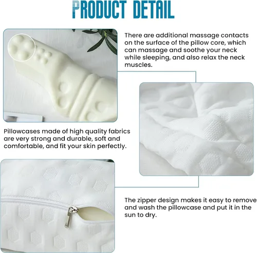 Miniatura 5 de Almohada cervical para dormir, almohada cervical de espuma viscoelástica para aliviar el dolor de cuello rígido, almohada de apoyo cervical para Azul