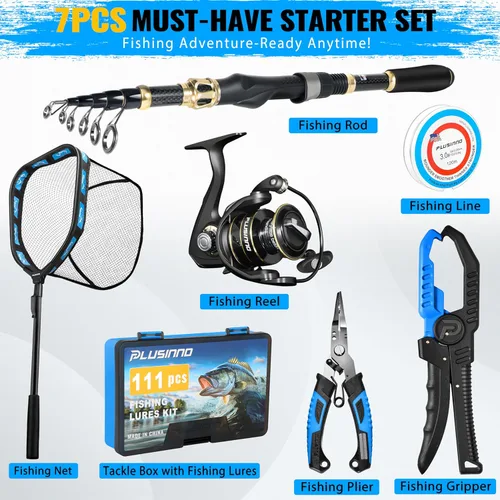 Miniatura 2 de PLUSINNO Fishing Gear,Full Fishing Pole kit Include Fishing Rod and Reel Combo, Tackle Box with Fishing Lures, Fishing Accessories, Fishing