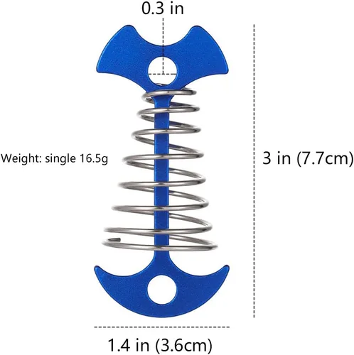 Miniatura 7 de Fishbone - Estacas de anclaje para cubierta con mosquetones, estacas de aluminio para tienda de campaña con hebilla de resorte, resistente al viento