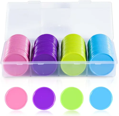 SenseYo 100 fichas de juego de cartas de póquer de 1.45 pulgadas con caja de almacenamiento, contadores de aprendizaje de plástico de 1.45 pulgadas