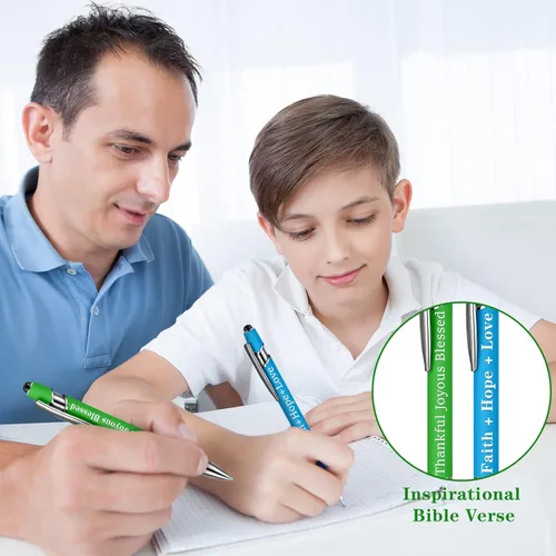 Miniatura 6 de 10 piezas bolígrafos para oficina, con citas inspiradoras sarcásticas, lápiz stylus táctil para pantalla, escrituras alentadoras, tinta negra