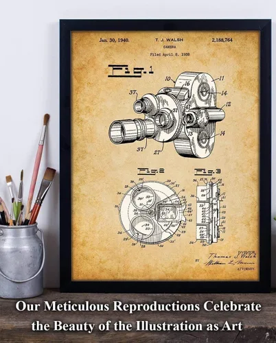 Miniatura 2 de Patente de cámara de película de película, póster clásico de cine, sala de cine y decoración de sala de director de cine, regalo para fotógrafos