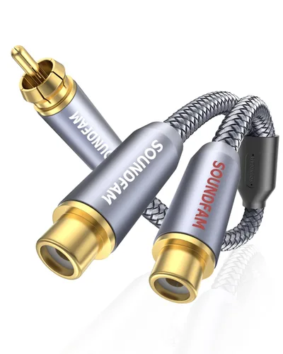 Miniatura 12 de Adaptador divisor en Y RCA 1 hembra a 2 macho RCA/Phono divisor cable estéreo Adaptador Y chapado en oro para subwoofer, TV, reproductor de CD, cine