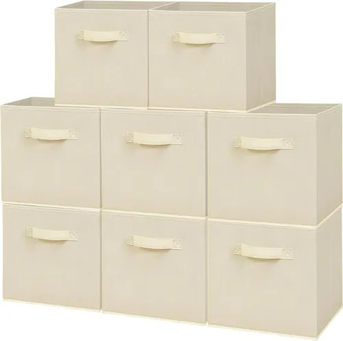 Miniatura 15 de Contenedores de almacenamiento de tela de 11 pulgadas, cubos de almacenamiento plegables, organizador de cubos resistentes para el hogar, oficina
