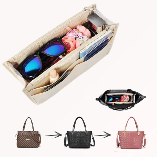 Miniatura 27 de Bolso de mano estilo cartera de Vercord para mujer con organizador incorporado, estampado bien definido, con manijas y cremallera, tamaño 2