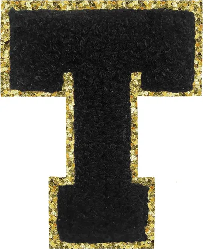 Miniatura 162 de Parches de letras termo-adhesivas de felpilla para chaquetas, parches de letras universitarias con brillantina para planchar en la letra azul A