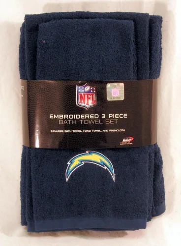 Miniatura 2 de Northwest Los Angeles LA Chargers - Juego de toallas bordadas de 3 piezas, incluye toalla de baño, toalla de mano y toallita