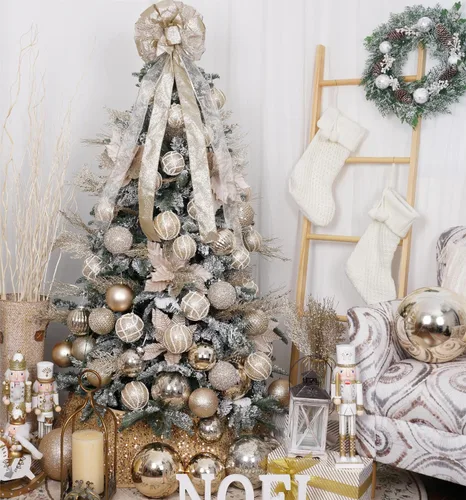 Miniatura 6 de Tallos con Purpurina de Navidad 24 piezas Ramas de Pino Artificial para Adornos de Árbol de Navidad, Rellenos, Corona de Navidad DIY, Manualidades