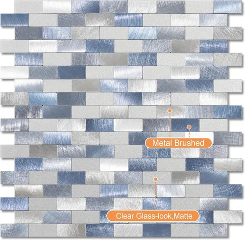 Miniatura 2 de VAOVI Azulejos de cocina para salpicaduras de metal adhesivo de ladrillo adhesivo adhesivo de mosaico de pared de baño impermeable