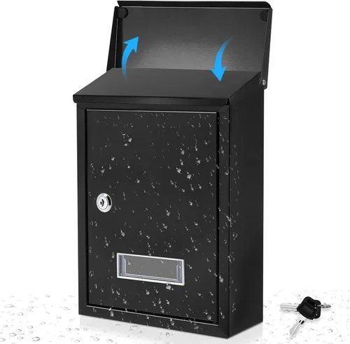 Amylove Buzones de correo resistentes a la intemperie con cerradura de llave, buzón de metal de montaje en pared con bloqueo de seguridad con ranura