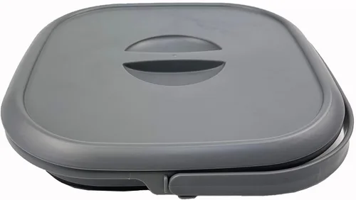 Miniatura 2 de SAMMART Cubo cuadrado plegable de 8.5 L (2.2 galones) con tapa/cubo de agua cuadrado plegable con tapa/bañera portátil con asa y tapa (gris/negro)