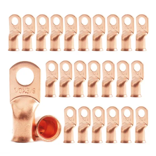 Miniatura 46 de 2/0 AWG 5/16" Stud (25 piezas), terminal de anillo de batería resistente, conectores de calibre 00, lengüetas de alambre de cobre 2/0, terminales