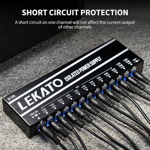 Miniatura 3 de LEKATO Fuente de alimentación para pedal de guitarra, fuente de alimentación aislada de 12 puertos, salida CC 9V/12V/18V, 100mA a 500mA para pedales