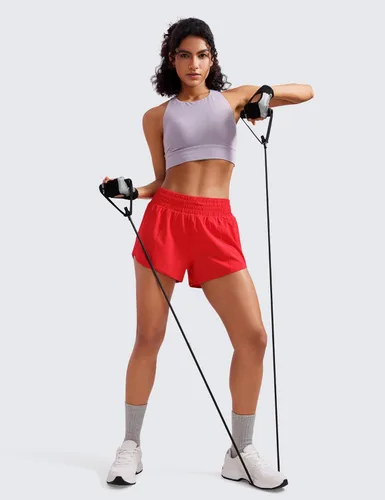 Miniatura 9 de CRZ YOGA Pantalones cortos de correr de cintura alta para mujer de 2.5 pulgadas, forro de malla de secado rápido para entrenamiento deportivo