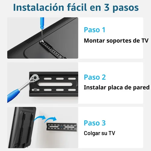 Miniatura 6 de Soporte de pared fijo para TV para la mayoría de pantallas de 26 a 60 pulgadas, soporte de TV de perfil bajo con bloqueo de liberación rápida