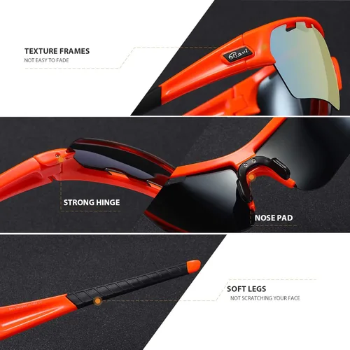 Miniatura 3 de Bevi Lentes de sol deportivos polarizados TR90, marco duradero y ultraligero para hombres y mujeres, béisbol, correr, ciclismo, golf Espejo de cielo