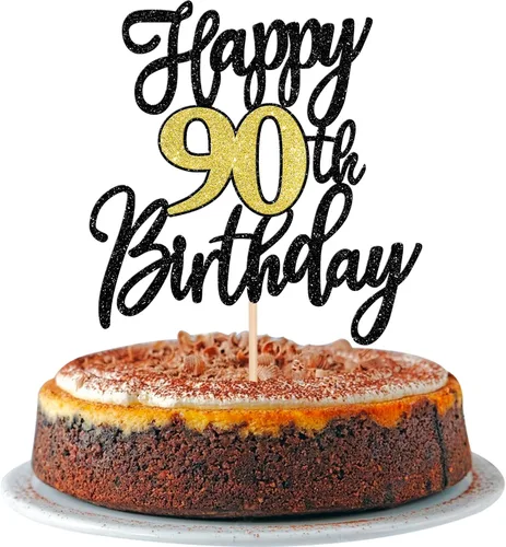 Miniatura 22 de 1 pieza de decoración para pastel de feliz cumpleaños número 30, negro dorado con purpurina, brindis por 30 años, palillo para pastel de cumpleaños