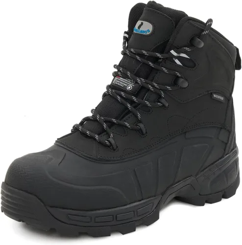 Miniatura 8 de Botas de Trabajo Impermeables con Puntera Compuesta Zapatos Antideslizantes de Cuero Botas de Construcción a Prueba de Perforaciones Zapatos