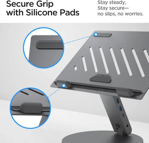 Miniatura 4 de Spigen ArcDock - Soporte para laptop con concentrador 6 en 1 USB-A 3.0, USB-C 3.0, PD 100W, 4K 60Hz HDMI, universal, ajustable, plegable, con base
