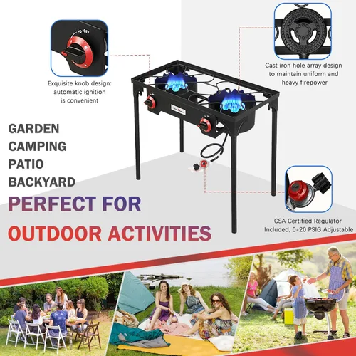 Miniatura 7 de Vivicreate Regulador de Gas Propano de Alta Presión 20 PSIG para Acampar al Aire Libre Parrilla de Barbacoa Estufa de Quemador Estufas de Gas