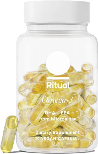 Ritual Omega 3 - Vegano - Dosis respaldada por la ciencia de ácidos grasos DHA y EPA en proporción 2:1, biodisponible, apoyo para la salud cerebral