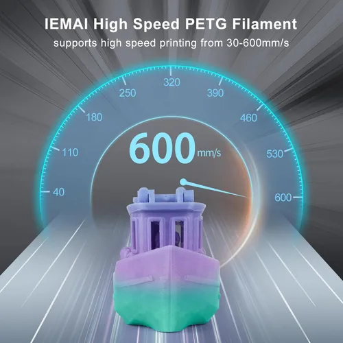 Miniatura 2 de IEMAI Paquete de filamento PETG de 0.069 in, filamento de impresora 3D multicolor translúcido degradado de hasta 23.622 in/s de impresión rápida, 4