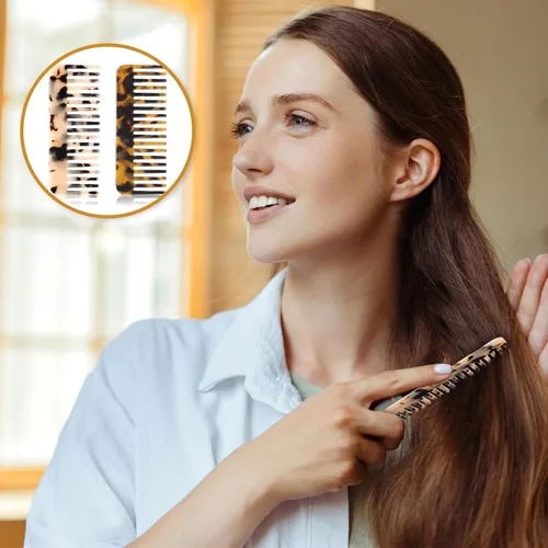 Miniatura 4 de Peine desenredante grande de dientes anchos para cabello grueso, rizado y ondulado, paquete de 2 peines desenredantes de acetato para húmedo y seco
